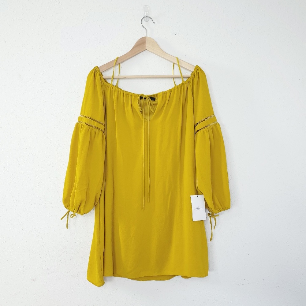 NWT Zara cold shoulder puff sleeve shift dress S